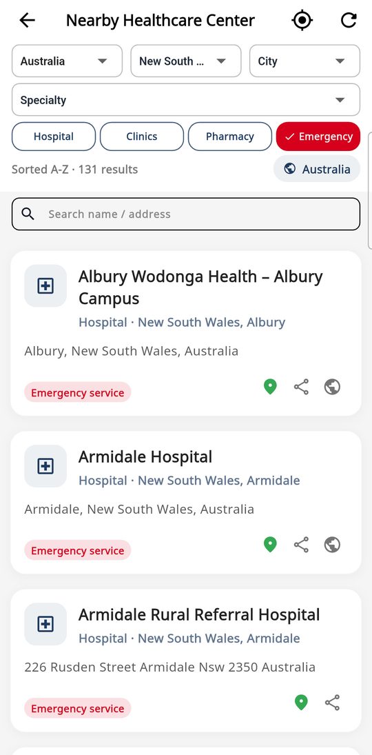 Find hospitals