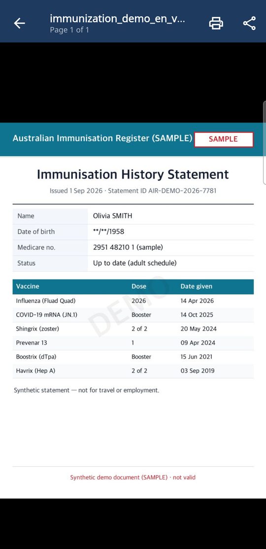 Vaccination certificate
